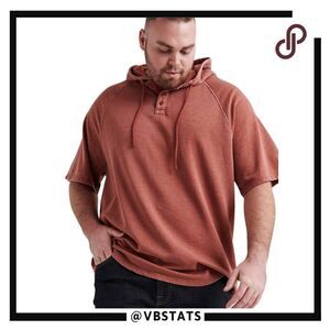 Lucky Brand burnout short sleeve hoodie color burnt henna size 3XL